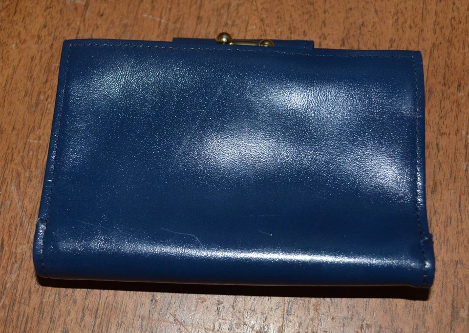 Винтажный BUXTON Continental застежки бумажник #28 темно-синий кожаный - Изображение 2 из 4