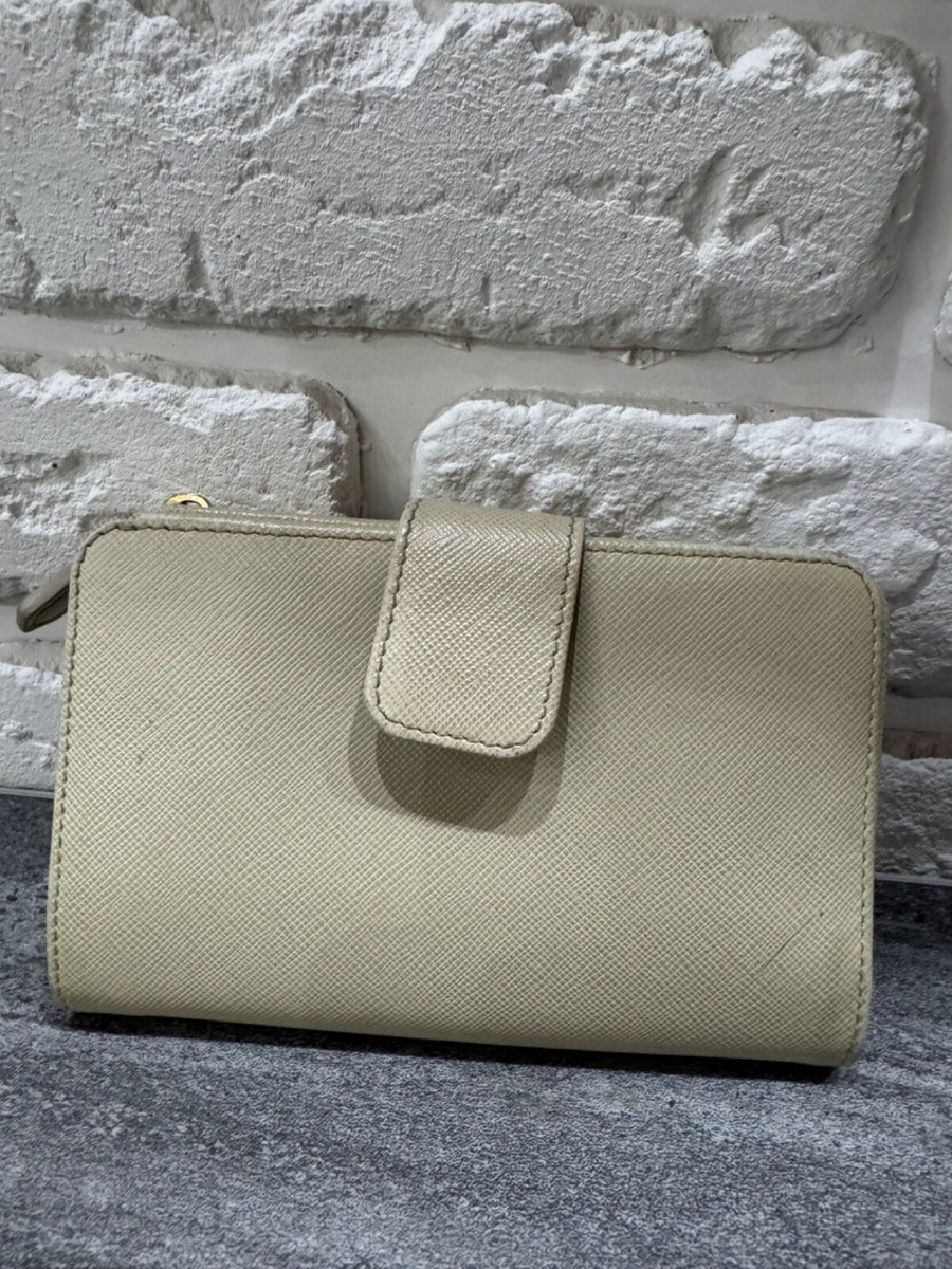 Prada Saffiano Leather Zippy White Wallet | eBay