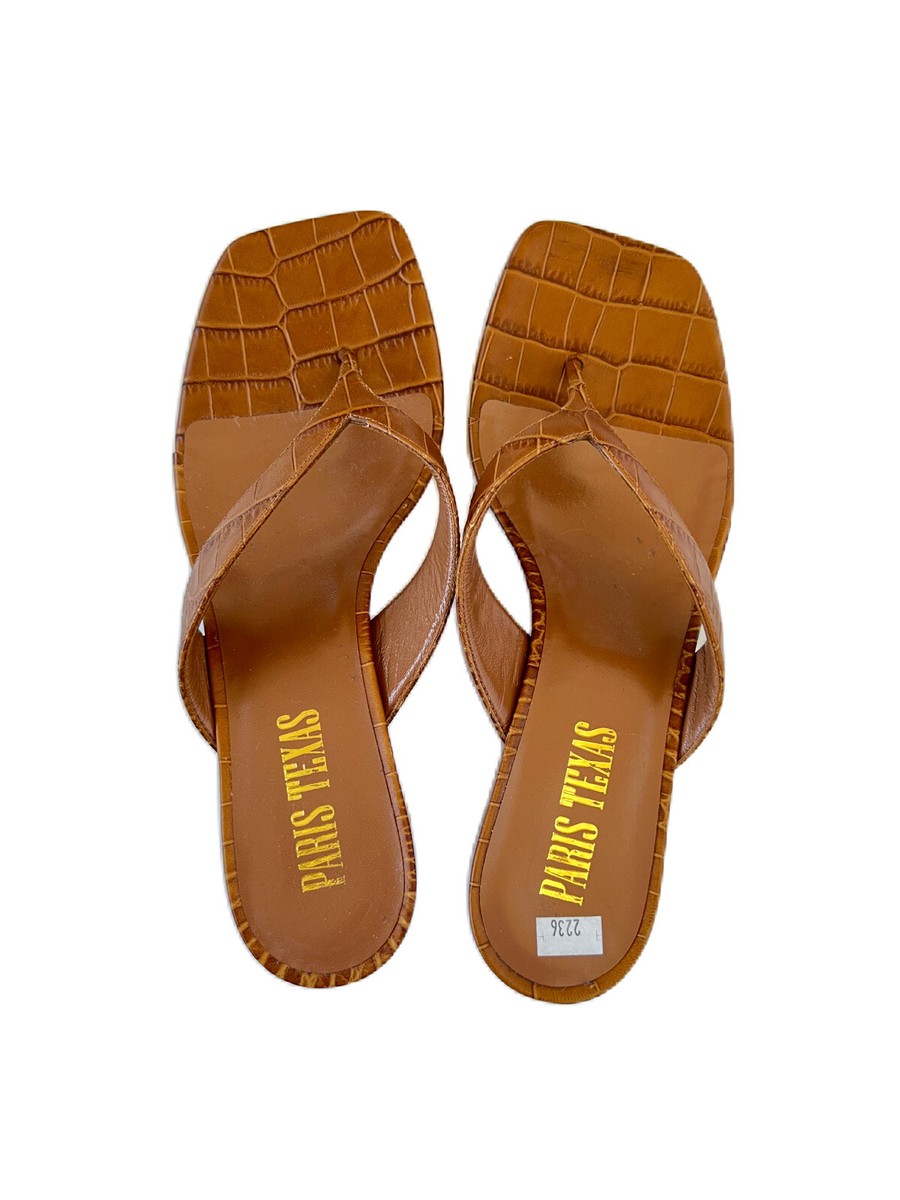 PARIS TEXAS Moc Croco 45 Thong Sandal Size 37.5 New Brown