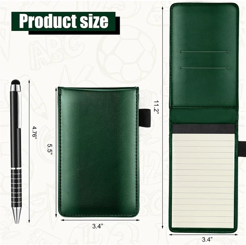11Pcs Mini Pocket PU Leather Notepad Holder Set with Metal Pen&Lined Memo Refill - Picture 2 of 7