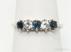 Vintage Blue White Cubic Zirconia Sterling Silver Ring - Size 6.5