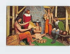 Postcard Massasoit Treaty Plymouth National Wax Museum Plymouth Massachusetts