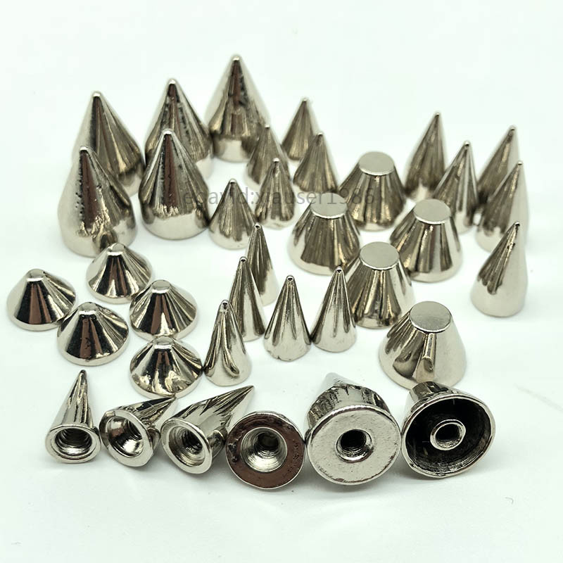 100pcs/set 14mm Silver Cone Spots Metal Studs Screw Bead Leathercraft Rivet  Punk Spike Bullet Diy Spikes For Clothes Bags Belt - Jewelry Findings &  Components - AliExpress