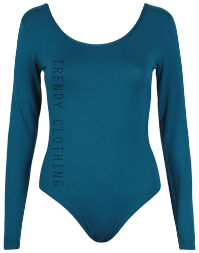 Womens Long Sleeve Stretch Bodysuit Ladies Leotard Body Top Tshirt 8-26 - Picture 13 of 20