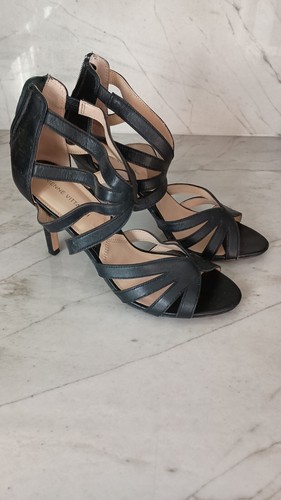 Sandalias para mujer Adrienne Vittadini de cuero genuino negras talla 8,5 M - Imagen 2 de 6