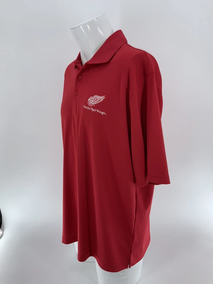 Detroit Red Wings Antigua Polo Shirt Men’s L Red Poly Short Sleeves YGI W3-87 - Image 4 of 4