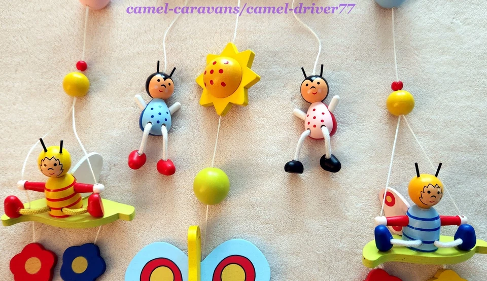 GOKI 3-D Colorful Wooden Baby Crib Mobile BEETLES & BEES Whimsical Nursery Decor - Image 4 of 4