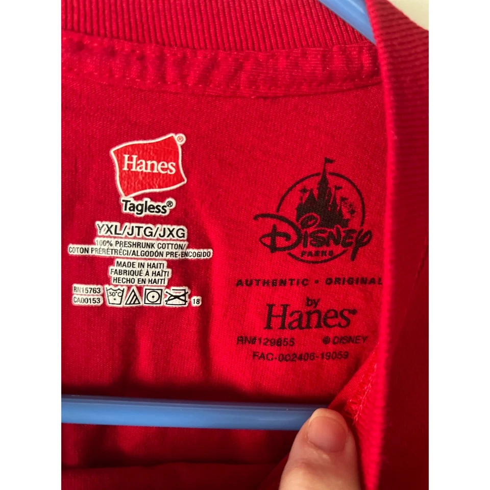 Camiseta roja de Minnie Mouse 100 % algodón marca Disney Hanes talla YXL Foto 3 de 4