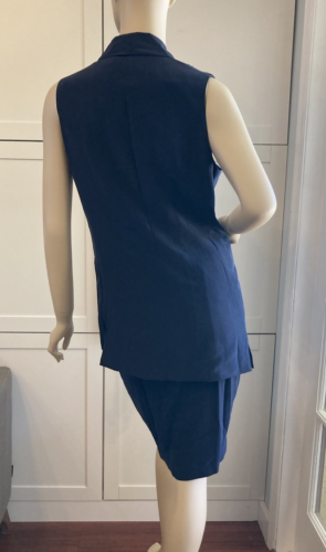 NWT Vtg 90s Hugo Buscati Victoria's Secret Sz 8 Navy Blue Sleeveless Skirt Suit - Picture 2 of 10