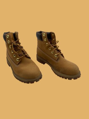 Boys Timberland 6-Inch Wheat Nubuck Lace Up Waterproof Boots- Size 6