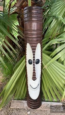Tiki Bob Inspired Wood Mask Tropical Bar Patio Decor 39"x 6"