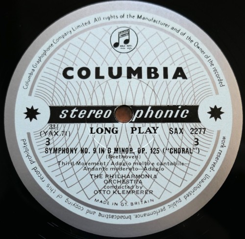SAX 2276-77 ED1 Klemperer Beethoven Symphony no. 9 Choral 2LP Columbia 1st B/S - Picture 3 of 9