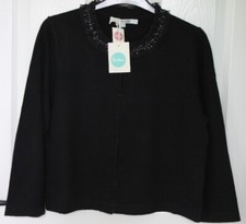 NEW - £79 - Boden Beaded Sequin Crew Neck 3/4 Sleeve Cropped Cardigan Black 14