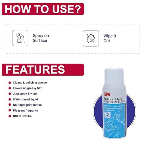 3M Command Stainless Steel Cleaner And Polish Spray Can 600ml - Picture 4 of 9