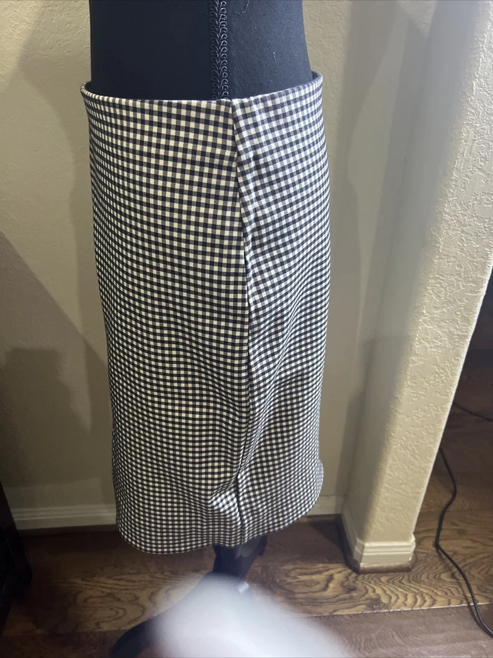 Karen Kane Bias Cut Black Check Skirt Knee Length Sz M Foto 4 de 4