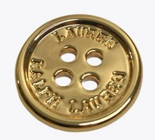 Ralph Lauren Gold color Metal logo Replacement Main Front Coat Button 1"