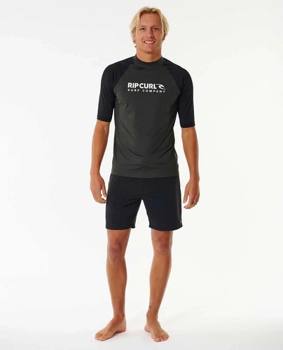 Rip Curl Shock Short Sleeve Rashguard - Men's - Large / Black Marble - Picture 4 of 6