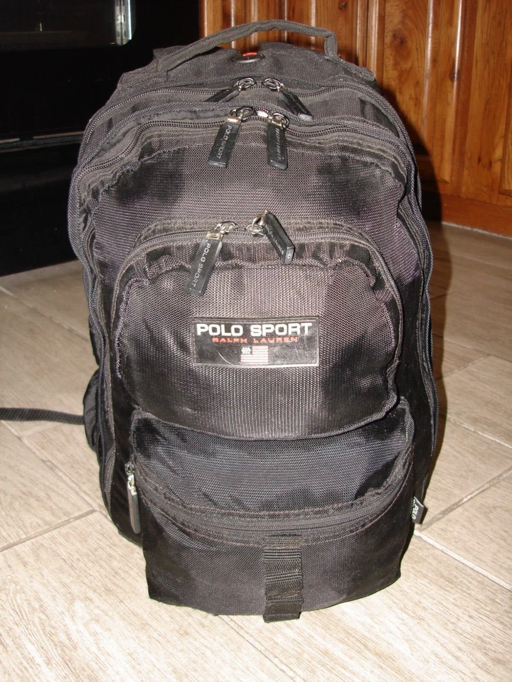 Mint Polo sport Ralph Lauren Black Backpack Vintage 19"H x 12"W x 14"D FILLED - Image 2 of 4