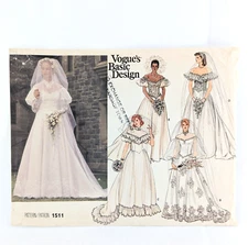 Vogue's Size 12 Bridal Wedding Gown Pattern 1511 Bridesmaid Uncut Factory Fold