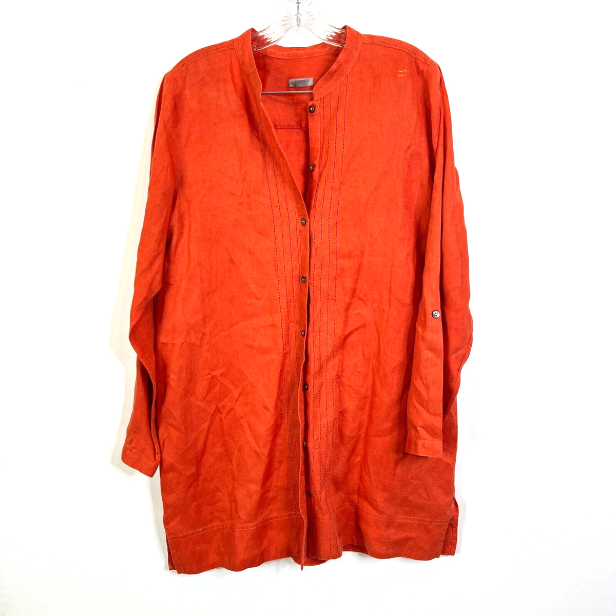 knee length dresses for ladies Sunrise Orange Linen Button Down – hoste main image 0