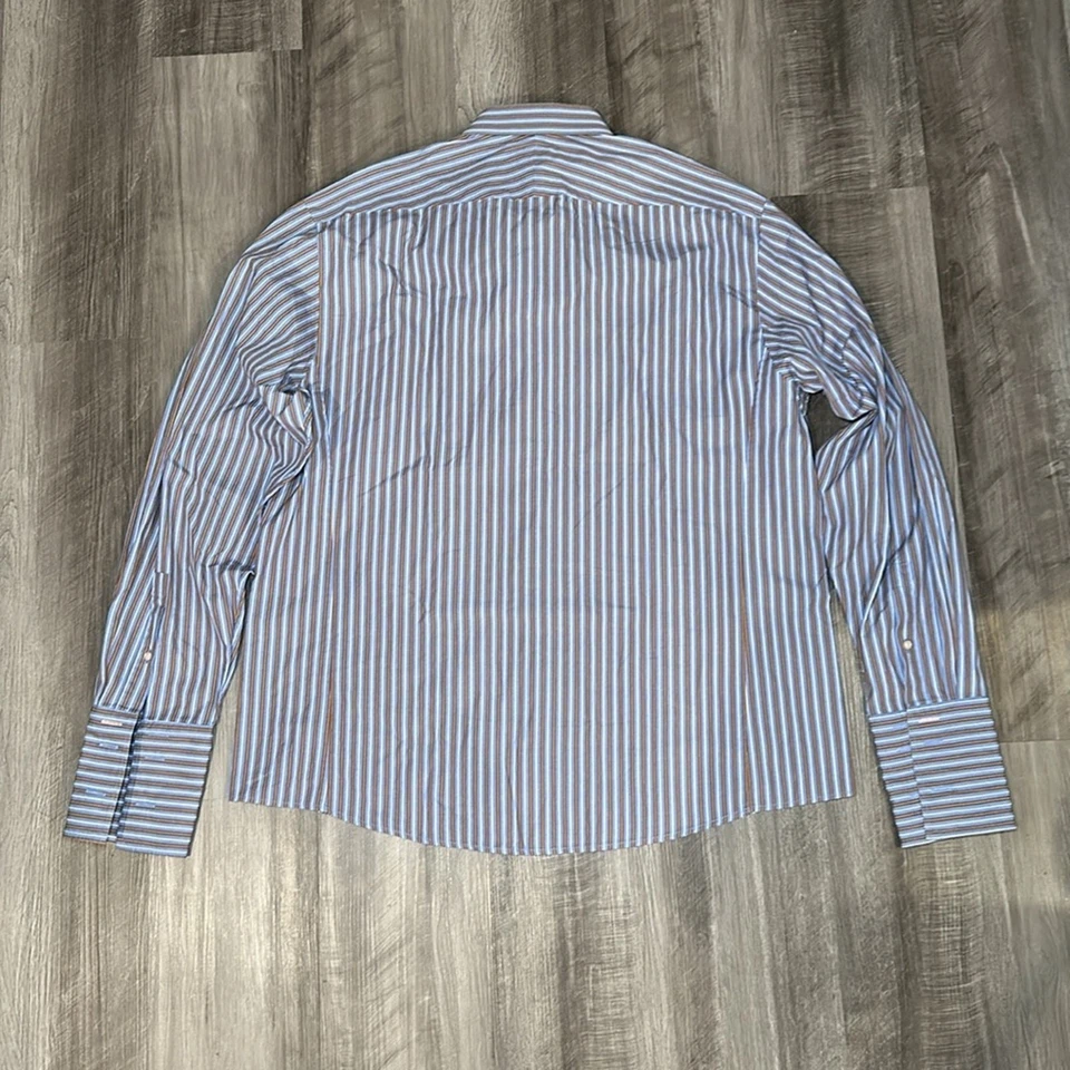 Pink Thomas Pink Slim Fit Striped French Cuffed Button Down - 18.5 (2XL) - Image 3 of 4