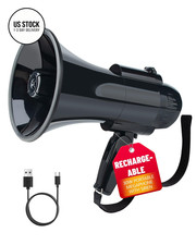 Loudmore 30 Watt Black Rechargeable Megaphone Bullhorn Speaker, Siren and...