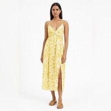 Gap Women’s Classic Yellow Empire waist Floral Printed Midi Dress Size Large NWT