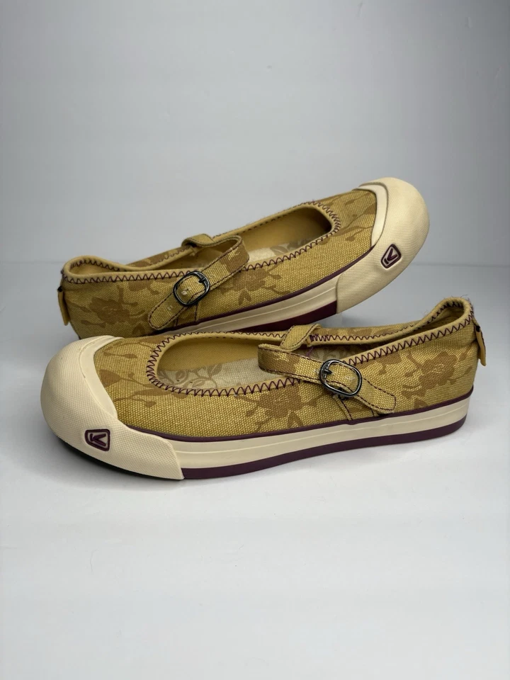 Zapatos planos cómodos Keen vulcanizados para mujer 9 amarillos Mary Jane 5348-OCFP / CD0210 Foto 3 de 4