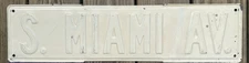 Vintage Porcelain Embossed Metal South MIAMI Avenue Florida Street Sign