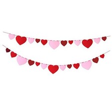 Valentines Day Decorations Felt Heart Garland Banner Red Pink Heart Hanging