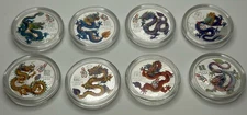 2024 Colorized Lunar Year of the Dragon Silver 8 coin set | 8x 1/2oz