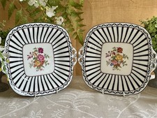Antique Coalport Pair Cake Plates RARE Hand-Painted Flowers 7986/L Rd 646573 