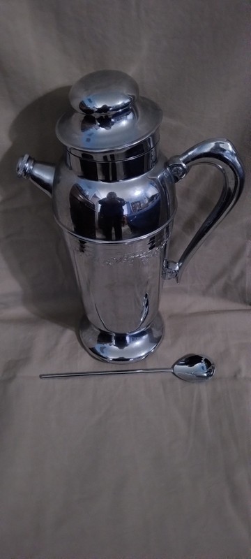 Chrome Plated Cocktail Shaker / Pitcher Art Deco Style
