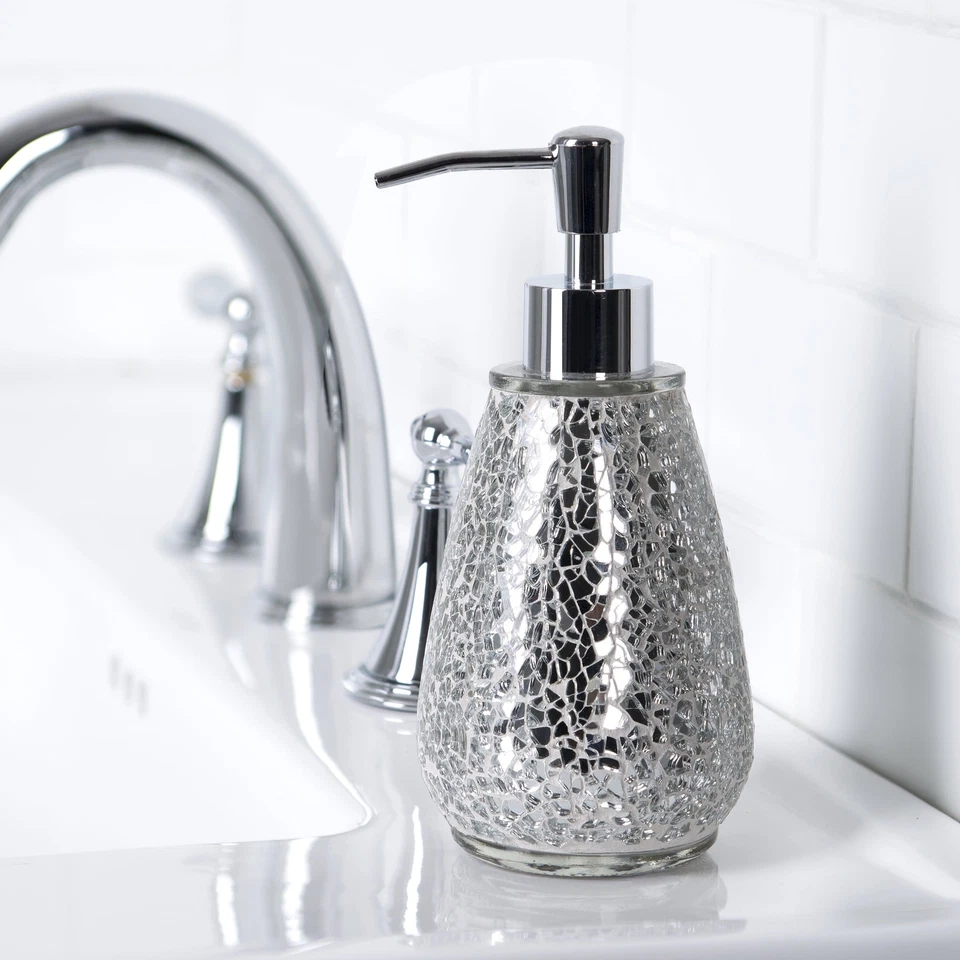 Bomba de loción para baño Better Homes & Gardens gris brillo mosaico vidrio Foto 2 de 4