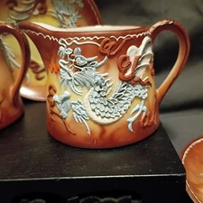 12 PC Dragonware Tea Set Red/Orange