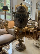 Riesige Barock Pokalvase mit Deckel Porzellan Bronze H82 X 30 X 28 Cm