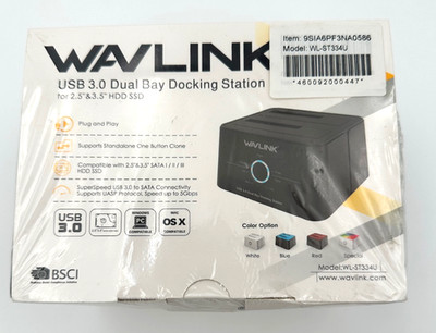 Wavlink WL-ST334U USB 3.0 Dual Bay Docking Station Plug & Play NEW SEALED BOX