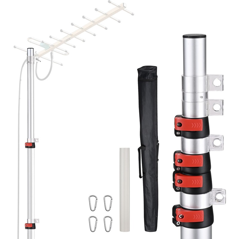 Yescom EZ GO 14FT Telescoping Antenna Mast with Carry Bag, TV Ham Pole Kit