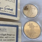 SET  OF 2 St Gaudens 1933  Coin $20 Double Eagle 24kt Clad Proof Protective Case