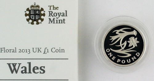 2013 Royal Mint Floral - Wales PIEDFORT Silver Proof one Pound £1, COA, Boxed - Picture 2 of 9