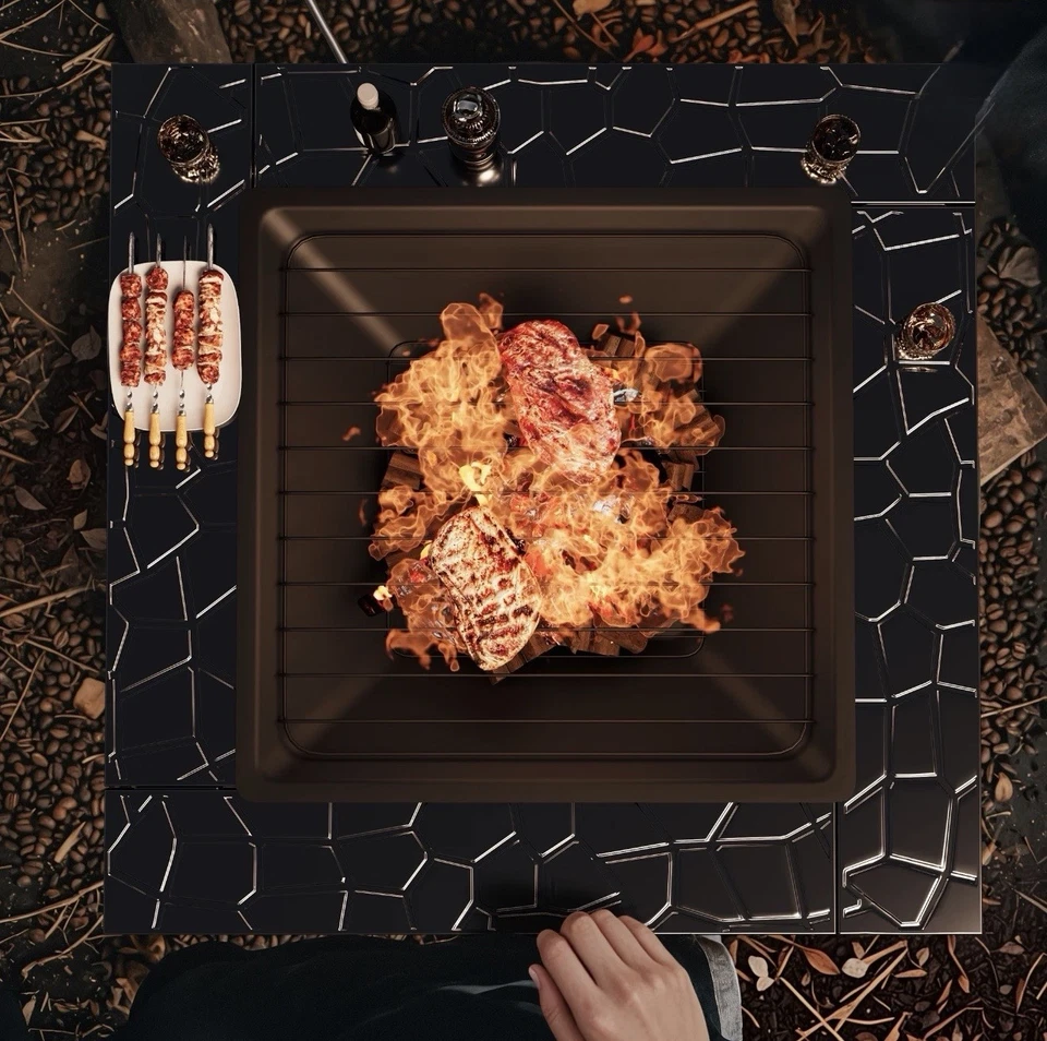 Lacoo 32” Patio Square Fire Pit Table For Backyard BQQ - Image 2 of 4