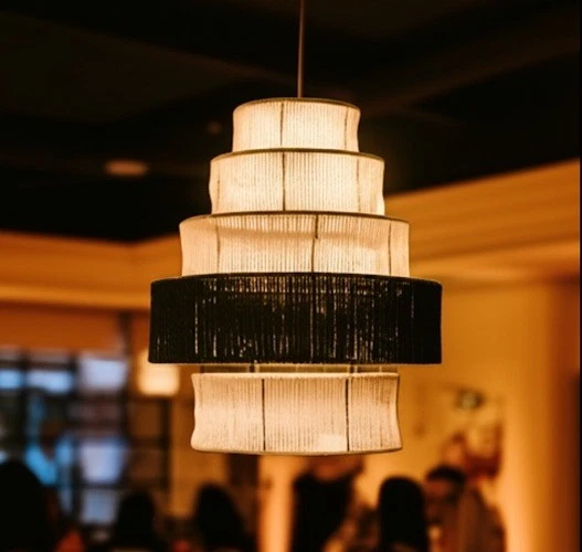 5 Tier Large Rattan Chandelier Light Pendant Woven Jute Modern Natural/Brown - Image 4 of 4