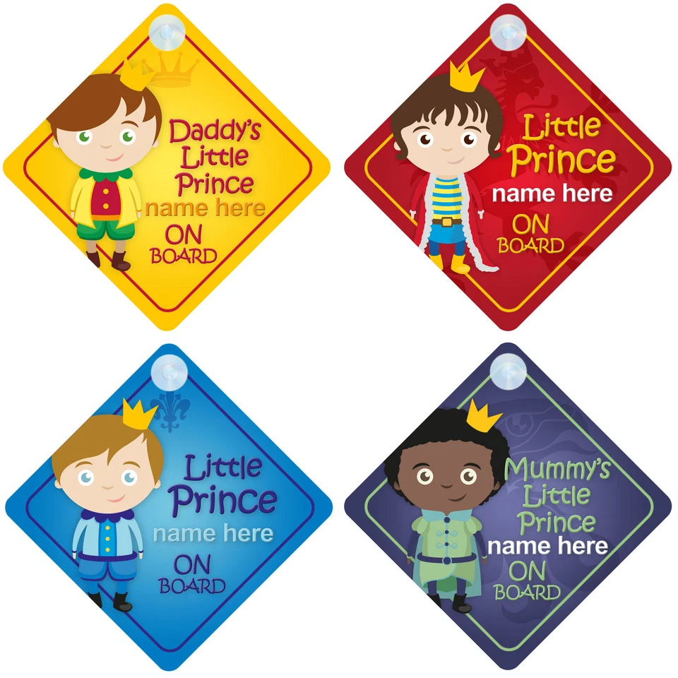 MYBABYONBOARD UK Prince on Board Personalised Boy Baby/Child Car Sign - Choice of designs!