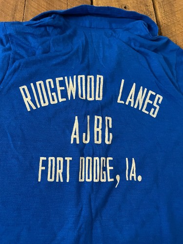 Vintage Fort Dodge, IA Iowa Ridgewood Lanes Nat Mast Retro Bowling M Shirt TEEN