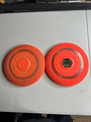Two 1965 Wham-O Pro Model Frisbees. 1965 Vintage. One Still Has Sticker!