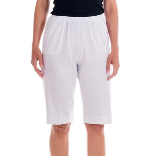 FRESH PRODUCE Large WHITE $62 MARCO JERSEY POCKETS Pedal Pushers NWT New L