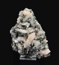 Natural Pink Stilbite Cluster On Coral Chalcedony Minerals Specimen