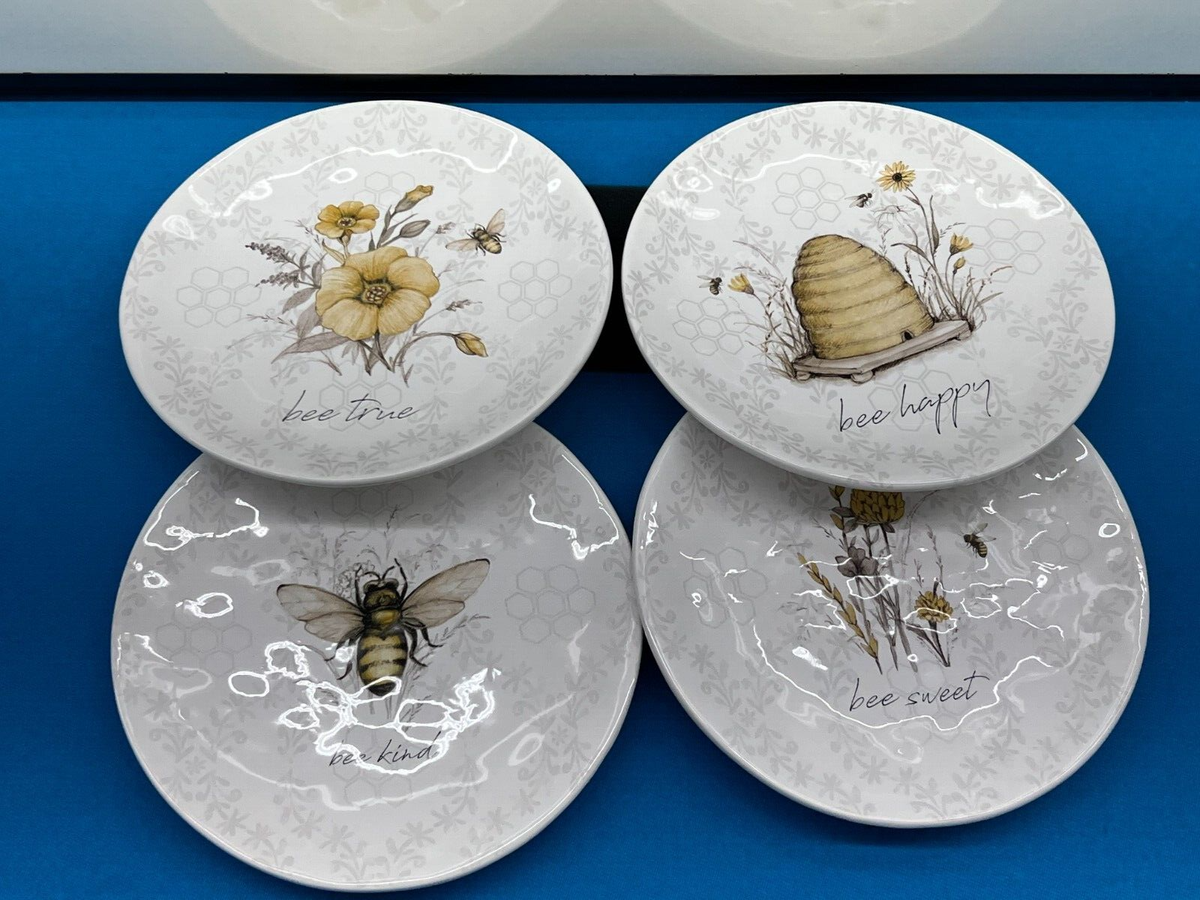 (4) Decorative Plates~Susan Winget~Bee Sweet/Bee Happy/Bee True/Bee  Kind~