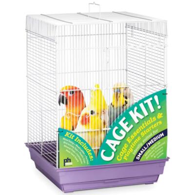 Prevue PetPrevue Hendryx 91210 Square Roof Bird Cage Kit, White and Purple, 5/8''