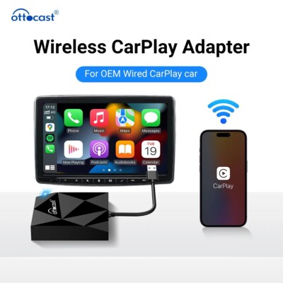 Ottocast Wired to Wireless Carplay Adapter U2 AIR, Navigation Player for iPhone